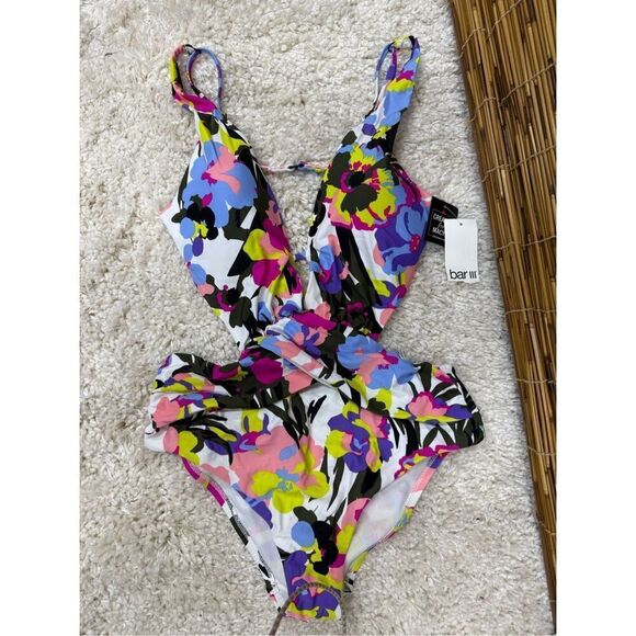 Bar III Paradise Garden Monokini One-Piece Swimsuit Multi LARGE - Picture 2 of 3